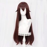 Genshin Impact Amber Cosplay Wigs Game Cosplay Long Brown Straight Wig with Bangs Heat Resistant Synthetic Hair Wigs